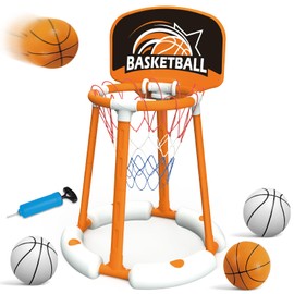 TALGIC Pool Basketball Hoop with Backboard, Floating Basketball Hoop for Pool with 4 Balls & Pump, Pool Toys for Kids and Adults