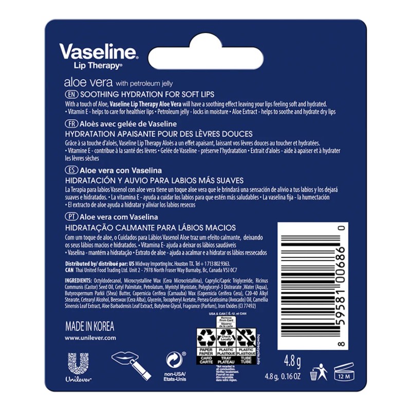 Balsamo Labios Vaselina Lip Therapy Aloe Vera Vaseline