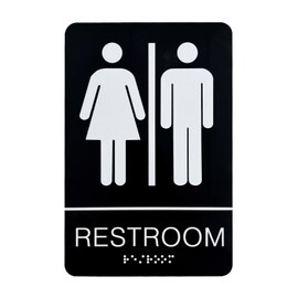 Signsxcel Bathroom Signs with Unisex Braille, Men's and Women's Restroom Sign for Business, Gender Neutral Bathroom Signs for Office or Restaurants Bathroom and Toilet Door or Wall Decor 9” X6”