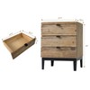 Wnutrees Farmhouse Nightstand Wood Bedside Table with 3-Drawers Bedside End
