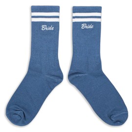 FUQWZ Something Blue Bride Embroidered Socks - Funny Bridal Party Favors with Hidden Blue Detail - Bachelorette & Wedding Morning Essentials. (194)