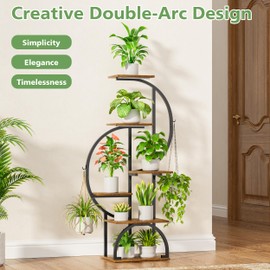 Plant Stand Indoor with Grow Lights - 6 Tiered Indoor Plant Shelf, 47.2" Metal Corner Plant Stands for Indoor Plants, Dual-arc Shape Plant Rack Display for Indoor Plants Multiple, Flower Holder for Living Room Patio Balcony Décorack