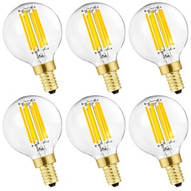 LEOOLS e12 led dimmable g16.5 Light Bulb 6W Equal 60 Watt 600lm AC120V e12 Candelabra Bulb 60 Watt for Chandeliers,Ceiling Fan,Vanity Daylight 4000K Globe e12 Light Bulb 6Pack