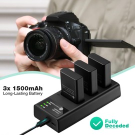 FirstPower EN-EL14/EN-EL14a Battery 3Pcs with Triple Slot Charger for Nikon