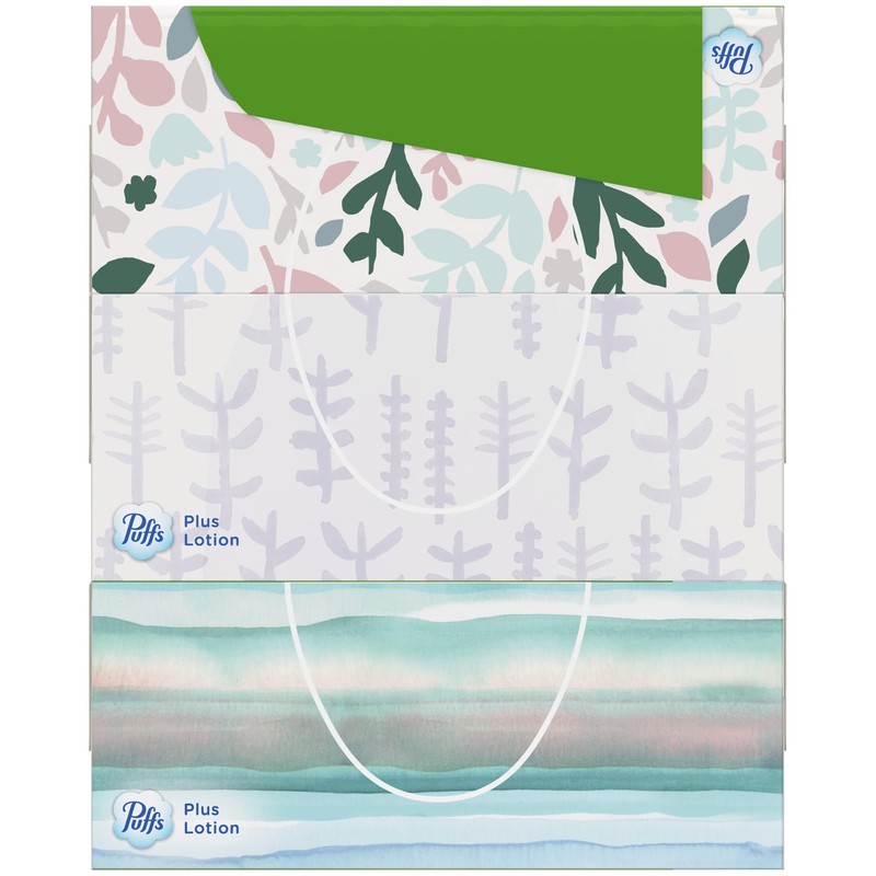 Puffs Plus Lotion Facial Tissue, 2-Ply, White, 124/Box, 3 Box/Pack