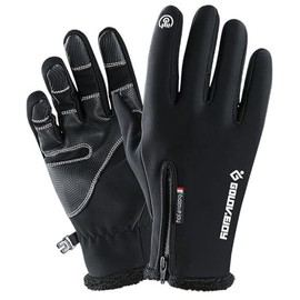ZBDLXMD Winter Gloves Men Women -10℉ Touch Screen Waterproof Driving Warm Windproof Full Fingers Skiing Outdoor Work Cycling Fishing (Black, Large)