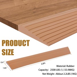 Threshold Ramps for Doorways, 0.4" Rise Rubber Door Threshold Ramp Self-Adhesive Ramps, is Adjustable and Cuttable for Sweeper Wheelchair Stroller Scooter Reducer Ramp (Brown, 2/5"height - 6.6Ft Long)