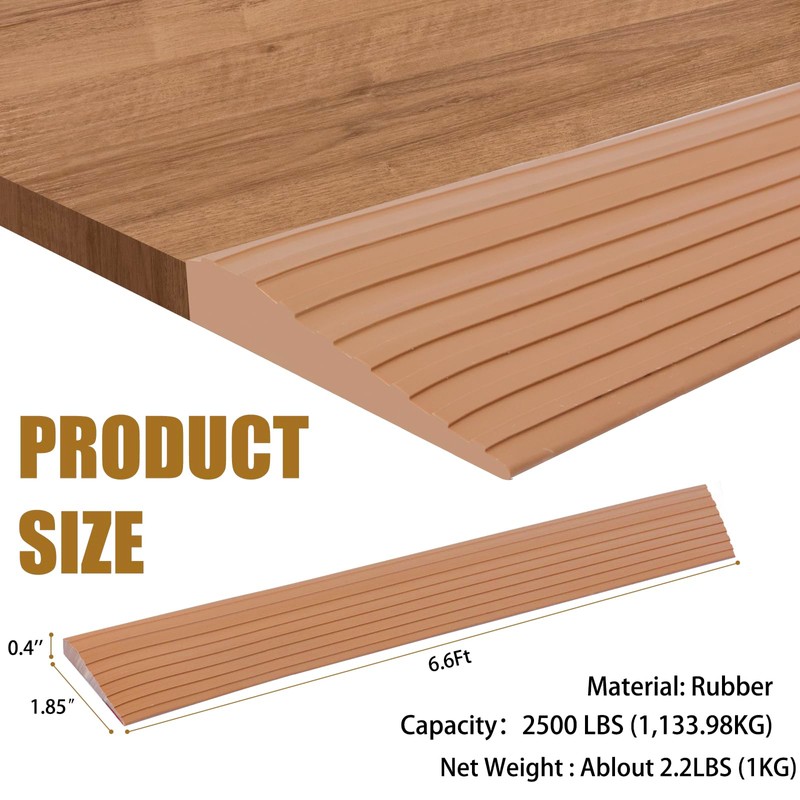 Threshold Ramps for Doorways, 0.4" Rise Rubber Door Threshold Ramp