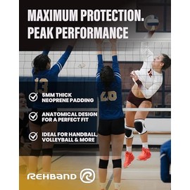 Rehband Volleyball Knee Pads 5mm Neoprene, Protective Knee Sleeves for Indoor Volleyball, Shock-Absorbing Knee Protection for Training & Matches, Unis