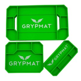 Grypmat Plus Grip Mat for Mechanics - Non-Slip Flexible Silicone Tool Tray - Tool Organizer for Tool Box - Magnetic-Free, Easy-to-Clean Tool Mat - TRIO Small, Medium & Large, Gray