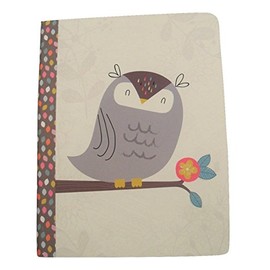Studio C Carolina Pad Wide Ruled Composition Book ~ Forest Friends (Gray Owl on Branch; 7.5" x 9.75"; 100 Sheets, 200 Pages)