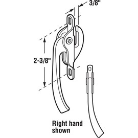 Prime-Line H 3542 Aluminum Diecast, Right Hand, Casement Window Locking Handle (Single Pack)
