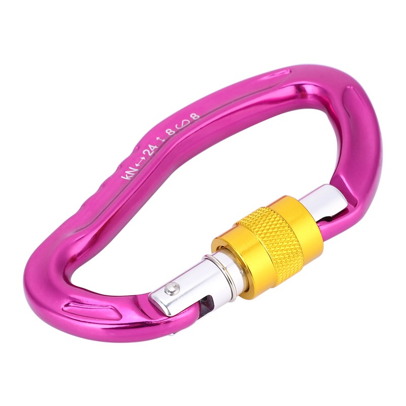 Aluminum Alloy 24KN Carabiner D Buckle Spring Clip Keychain Hook