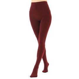 EVERSWE Women's Opaque Fleece Lined Tights, Thermal Tights (Wine Red,XXL)