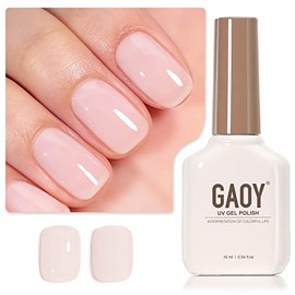GAOY- Esmalte de uñas en gel rosa claro transparente, 16 ml, color blanco lechoso gelatinoso melocotón translúcido 1352, curado con luz ultravioleta