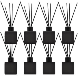 Perfume Reed Diffuser Bottle,Empty Square Essential Oil Bottles Glass Jar with Black Sticks for DIY Fragrance Replacement Diffuser Sets (50ml/1.7oz, Matte Black)