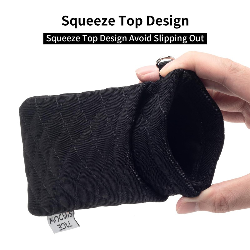 Face Shadow Double Eyeglasses Pouch Large Squeeze Top Microfiber Soft