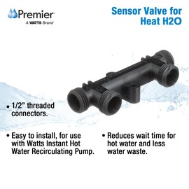 Watts Premier Replacement Sensor Valve for 500800 and 500805 Watts Instant Hot Water Recirculating Pump System, 4.5" Sensor Valve, Two 12" Supply Lines with Adapter Fittings, 1/2" Threaded Connectors