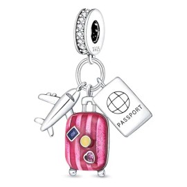 Dije Viajes En Airplane De Plata 925 Premium Charm 1 Pcs
