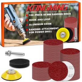 KONGMING Schleifpapier 50mm klett 100 Stück Körnung 40 Schleifscheiben 50mm klett Schleifaufsatz für Akkuschrauber