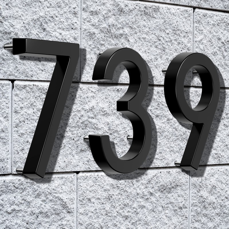 6" Floating Stainless Steel Address House Number, Modern Metal Anti-Rust