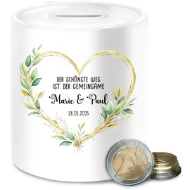 Money Box – The Most Beautiful Way is the Together with Name Date I Personal Gifts for Wedding Gift Bride and Groom Wedding Gift – One Size – White – Wedding Gifts Wedding Anniversary