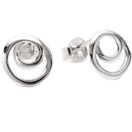 Vinani OSGG Spiral Stud Earrings Shiny 925 Sterling Silver, Sterling Silver, plain
