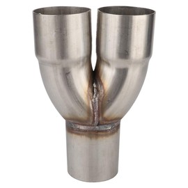 Dual Exhaust Adapter Connector, Exhaust Pipe, Universal Stainless Exhaust Y Pipe Adapter 2.5in OD inlet to 2.5in ID Dual