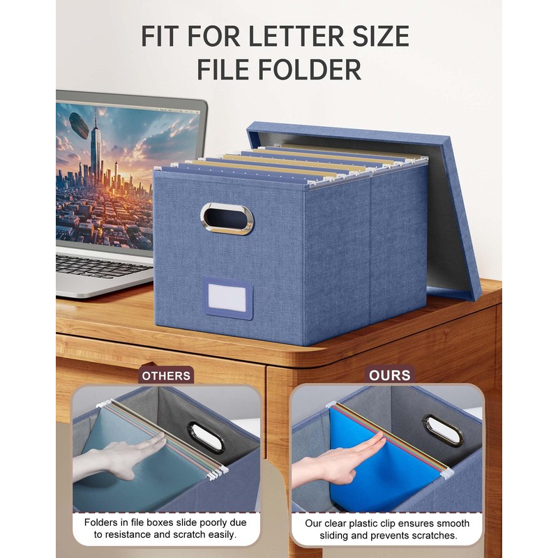 Oterri File Organizer with Lid, File Box, File Cabinet for