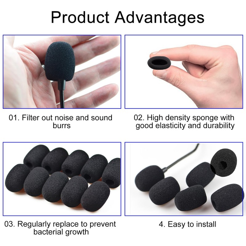 12 Pcs Headset Microphone Covers Foam, Microphone Foam Cover, Microphone