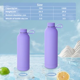 Geepen 1L Wide Mouth Stainless Steel Water Bottle, Vacuum Insulated Double Walled Metal Water Bottle, 12 Hours Hot and 24 Hours Cold Drink Bottles, for Outdoor Sports