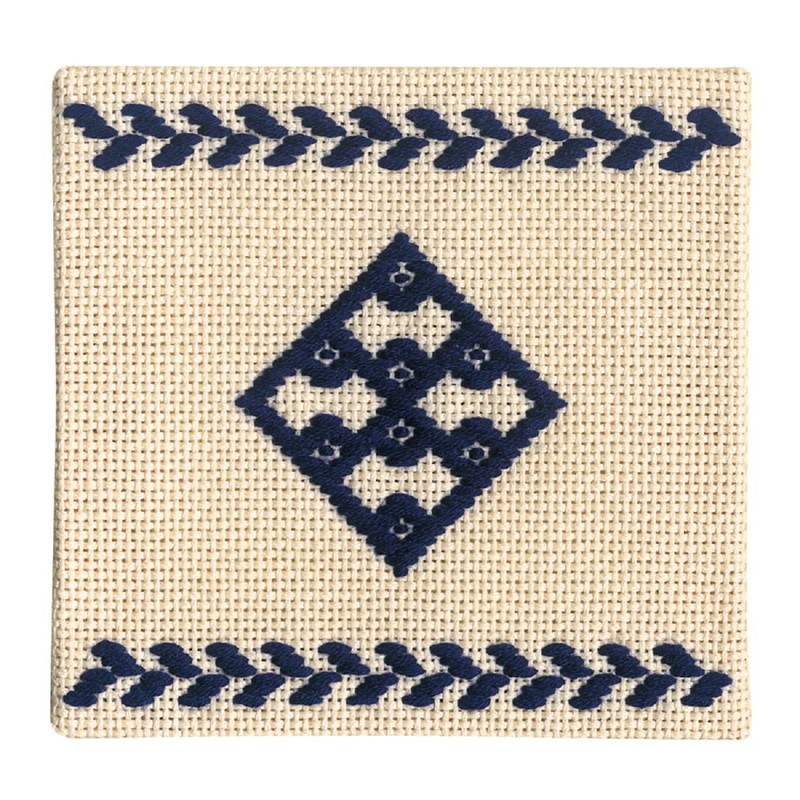 オリムパス製絲 こぎん刺製作キット コースター（紺）20