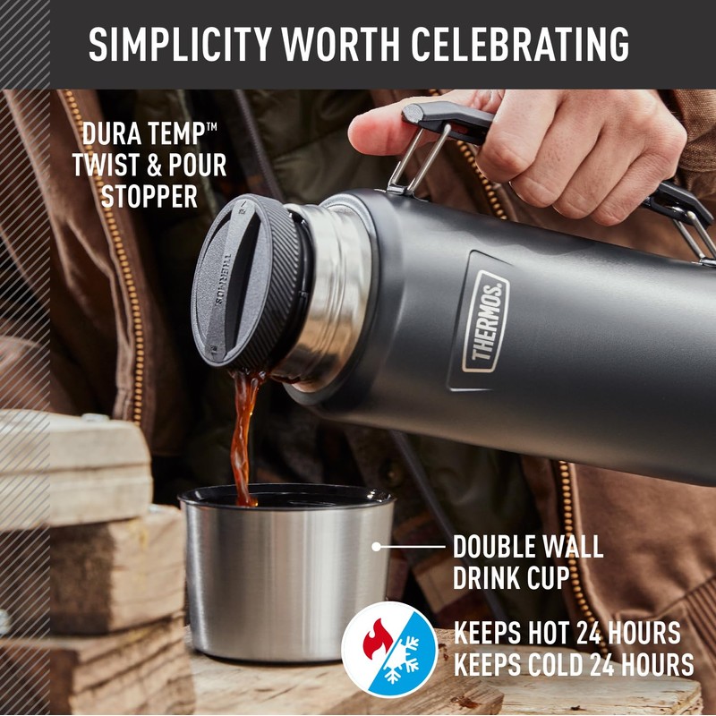 THERMOS ICON SERIES, Stainless Steel Beverage Bottle, Granite, 40 oz