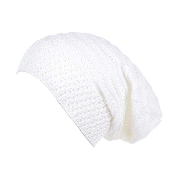 BYOS Women's Airy Cool Lightweight Cutout Long Slouchy Crochet Knit Beanie Hat
