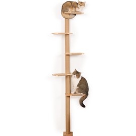 COOLEX 5 Tier Floor to Ceiling Cat Tree Tower with Wall-Mounted Scratching Post, Playful Wall Climbing Shelves for Cats, Ideal for Kittens to Climb, Scratch, and Lookout, Wild Simulation Design