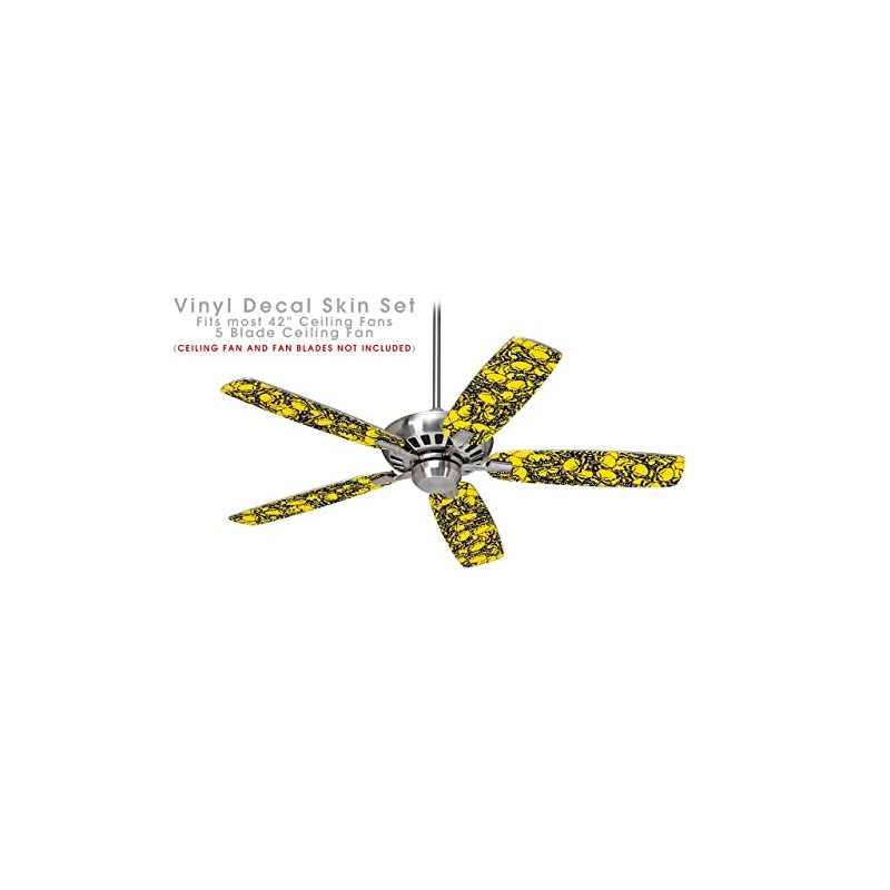 Scattered Skulls Yellow - Ceiling Fan Skin Kit fits most