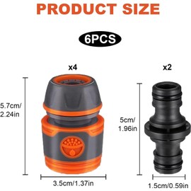 4 Piece Hose Coupling 1/2 Inch and 2 Pieces 2 Way Extension Fitting, Hose Coupling Set, Hose Adapter, Hose Coupling for Hose Extension, for Garden Hoses, Hose Nozzles