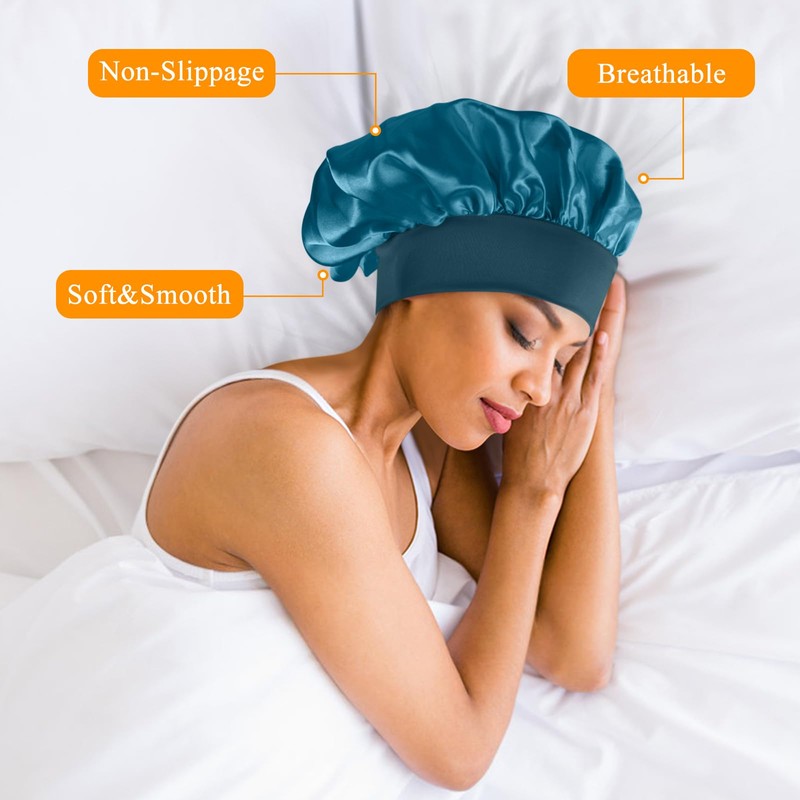 3 Pack Silk Bonnet for Sleeping Women, Satin Hair Bonnets