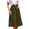 Ladybranch Midi A-line Skirt Elastic Waist Button Front Skirts with