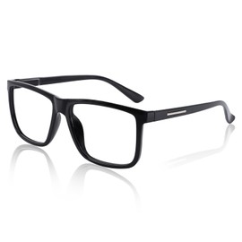 AEZUNI Large Reading Glasses Men 5.0 Oversized Retro Square Readers 1.00 1.25 1.50 1.75 2.00 2.25 2.50 2.75 3.00 3.50 4.00 5.00 6.00 (Black)