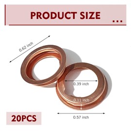 SLIMI 20 PCS M12 Oil Drain Plug Gaskets, 12mm Copper Oil Pan Drain Crush Washer Seals, Leak-proof Engine Crush Washers Replaces 11026-01M02, Compatible with Ford, Nissan, Altima, Nissan (Gold)