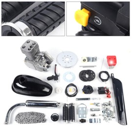 LIYUANJUN 100CC Bicycle Engine Kit, 2 Stroke Gas Powered Bike Motor Conversion Kit Gas Motorized Motor Bike Motor Cycle Full Set Carburetor Assembly CDI Ignition Exhaust Muffler Fuel Tank (with Valve)