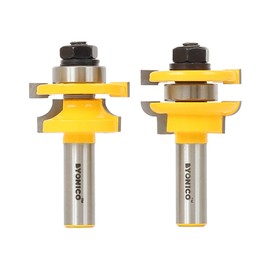 YONICO Router Bits Set Rail and Stile 2 Bit Round Over 1/2-Inch Shank 12241