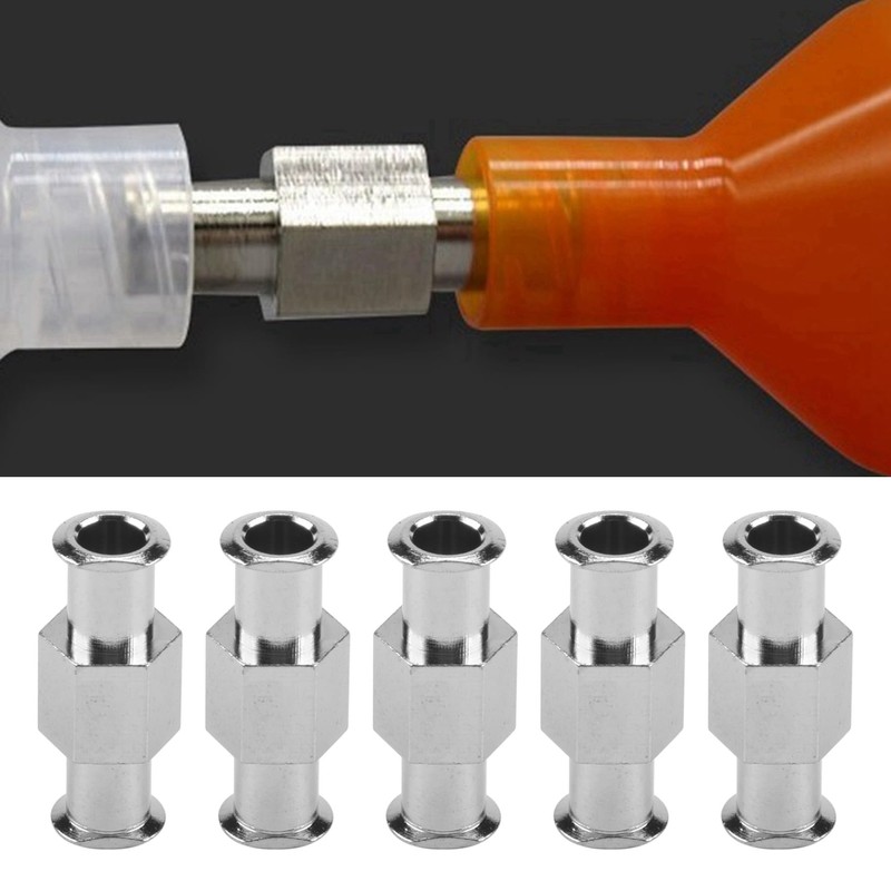 10Pcs Coupler Luer Syringe Connector Metal Double Joints Luer Lock
