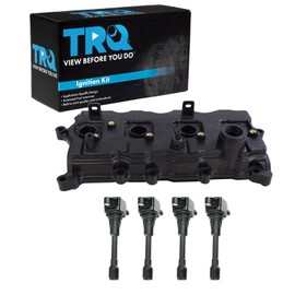TRQ Ignition Kit Ignition Coil Set Valve Cover Compatible with 2007-2013 Nissan Altima 2008-2013 Rogue 2007-2012 Sentra