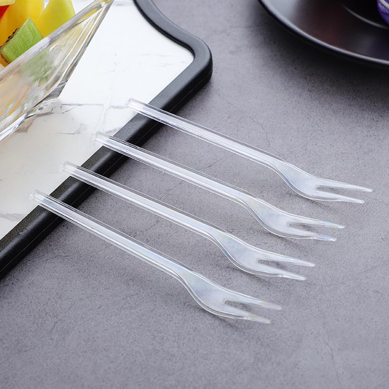 Chenshuo,Disposable Plastic Fruit Forks, Exquisite Appetizer Forks Dessert Cocktail Forks