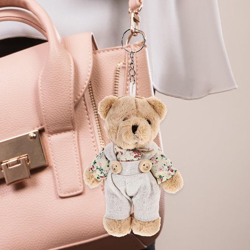 CALLARON 2-Piece Bear Plush Keychain Set for Couples Matching Bag