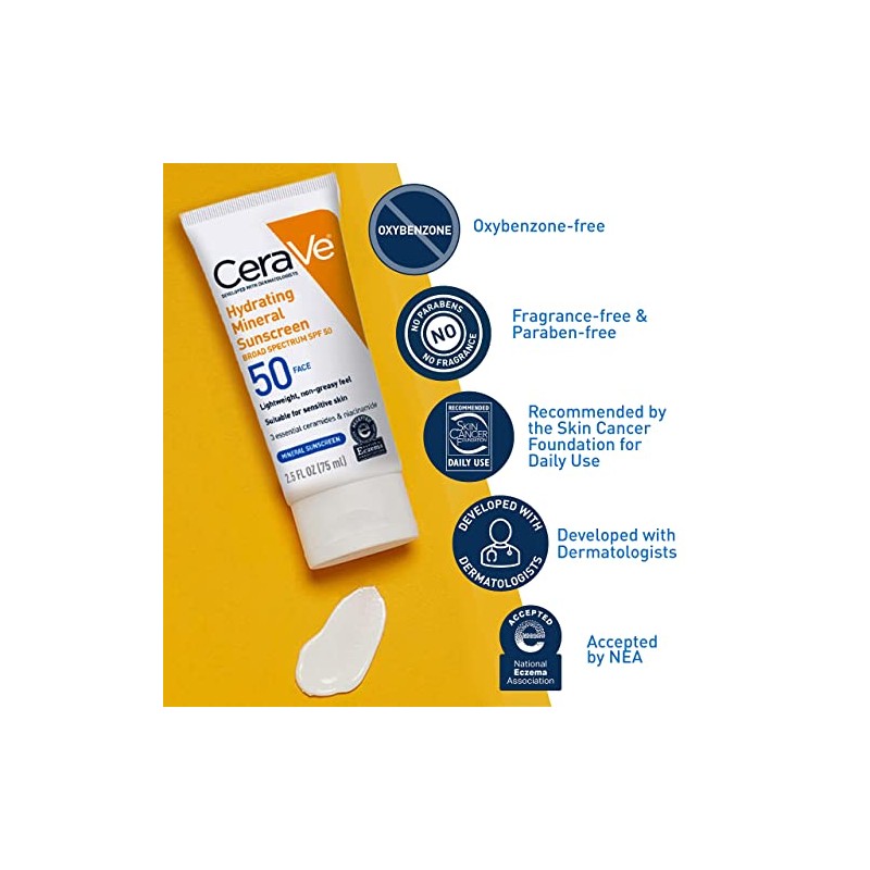 Cerave Sunscreen Face Spf Ounce Hydrating 100 Mineral Fragrance Free