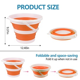 Hovom Car Collapsible Bucket, 10L 2.6 Gallon Foldable Car Wash Bucket, Portable Plastic Automotive Cleaning Buckets Space Saving for Indoor Outdoor Household Garden Camping Fishing (Orange)