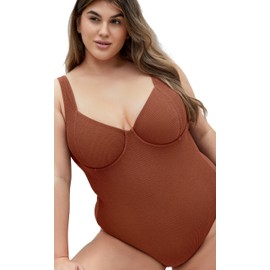 City Chic Women's 1 Piece Swimsuit-Corfu Underwire, Cinnamon, 18